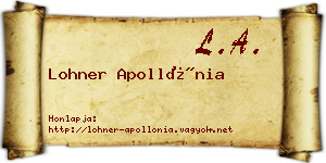 Lohner Apollónia névjegykártya